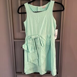 NWT Habitual kid mint green linen dress with bow size 10